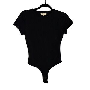 Madewell Crewneck Short Sleeve Bodysuit Black NI307 Womens Size M NWT